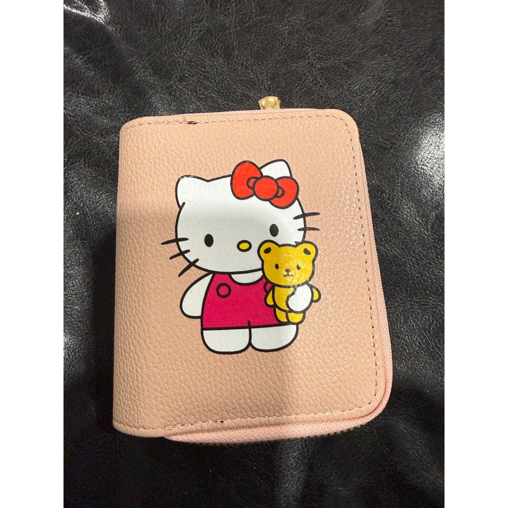 Hello Kitty‎ Pink Faux Leather Coin Purse Wallet with Teddy Bear Clutch